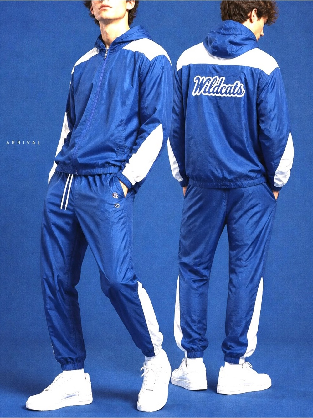 Vintage 90’s CHAMPION Windbreaker Track  Set Blue Wildcat Graphics Y2K Grunge